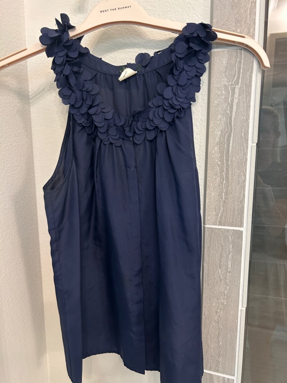J. Crew Factory Navy Sleeveless Tank with Petal Neckline